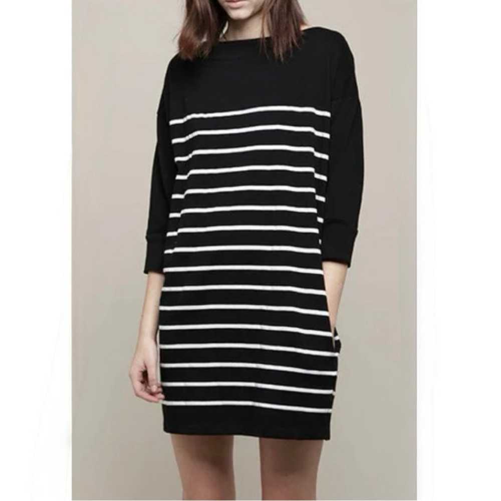 Band Of Outsiders Black White Striped Knit 3/4 Sl… - image 1