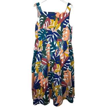 Boden Dress Womens 14R Aubrey Cotton Midi Tropical