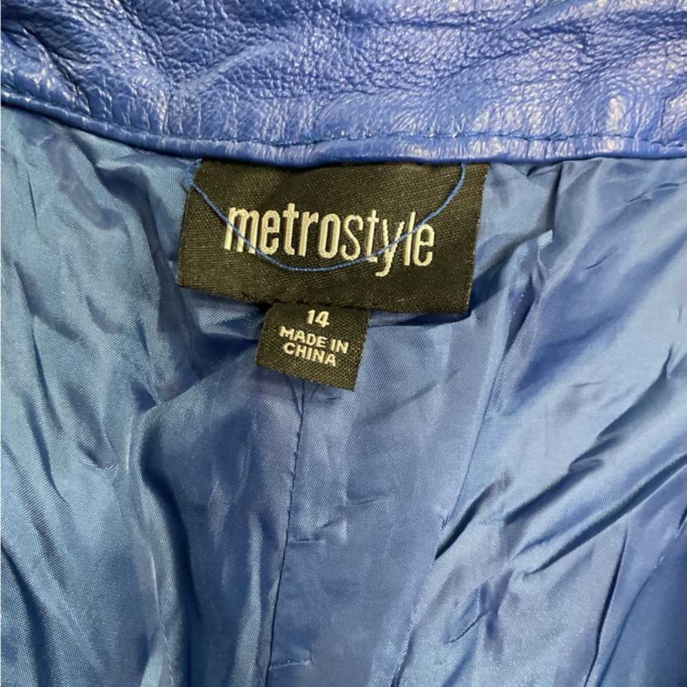 Vintage MetroStyle Genuine Leather Blue Pants - image 3