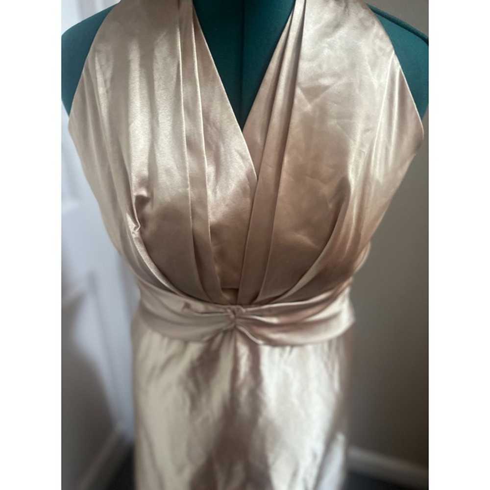 Vintage 1990s Gold Shiny Halter Maxi Formal Dress - image 2