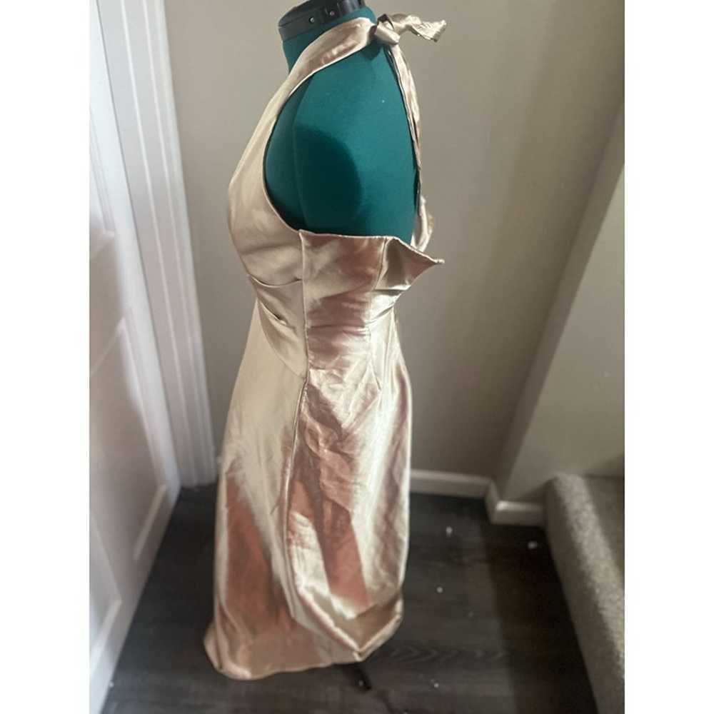 Vintage 1990s Gold Shiny Halter Maxi Formal Dress - image 3