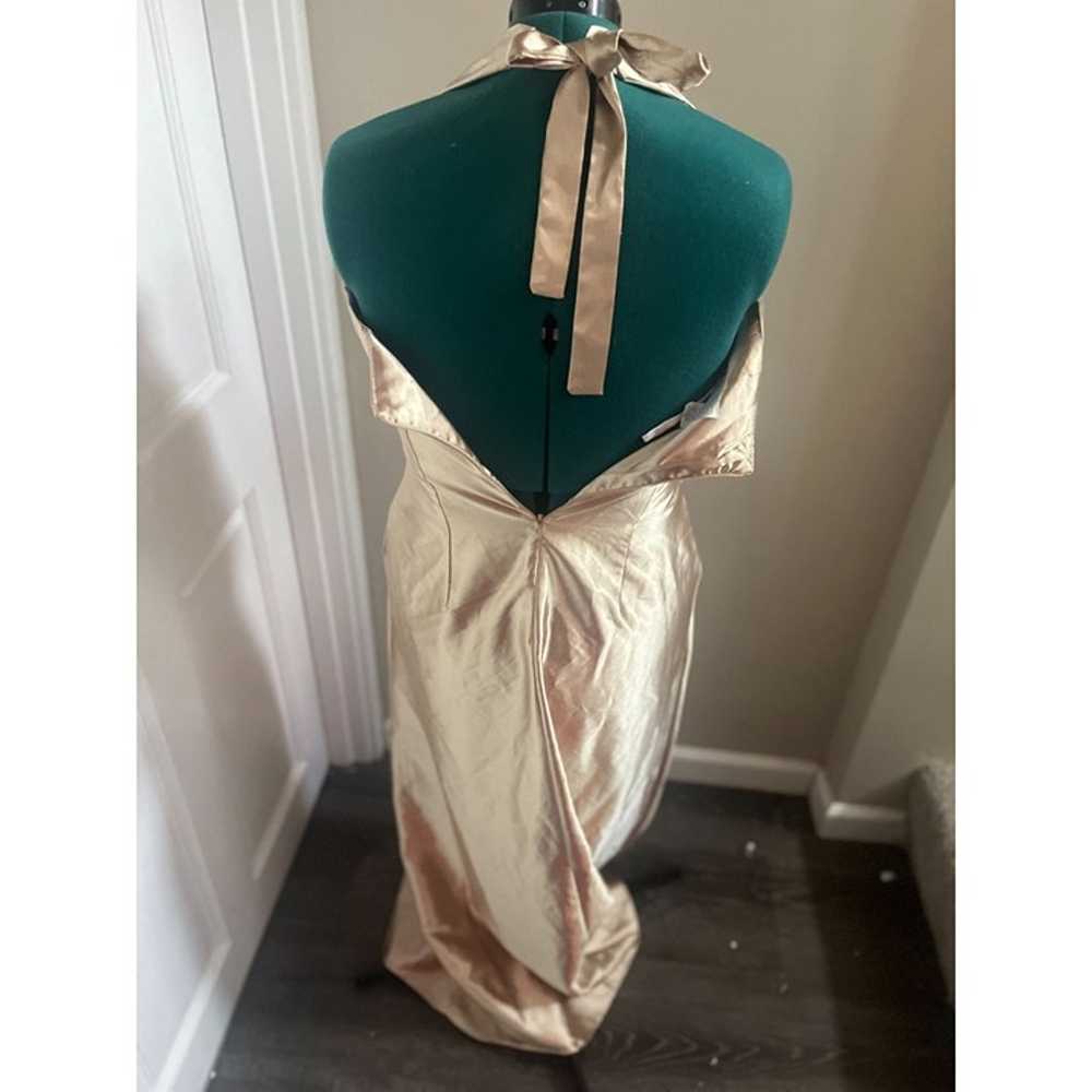 Vintage 1990s Gold Shiny Halter Maxi Formal Dress - image 4