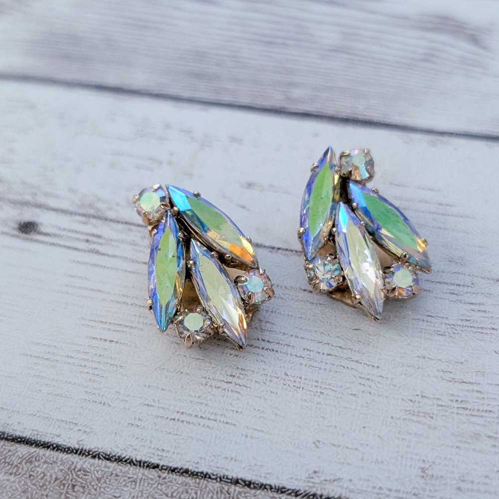 Vintage Clip On Earrings Stunning & Stylish Iride… - image 3