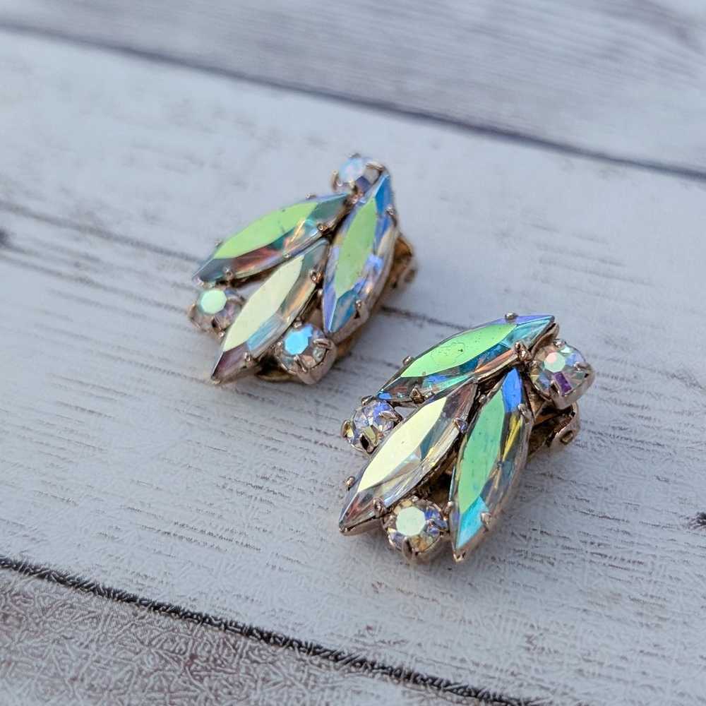 Vintage Clip On Earrings Stunning & Stylish Iride… - image 4