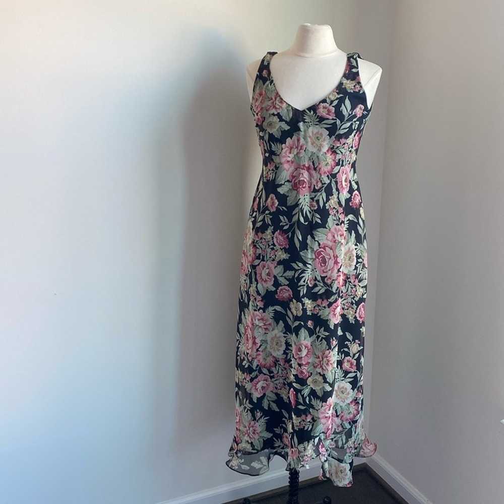 VINTAGE Midi Dress Womens Sz 12 Floral Print Roma… - image 1