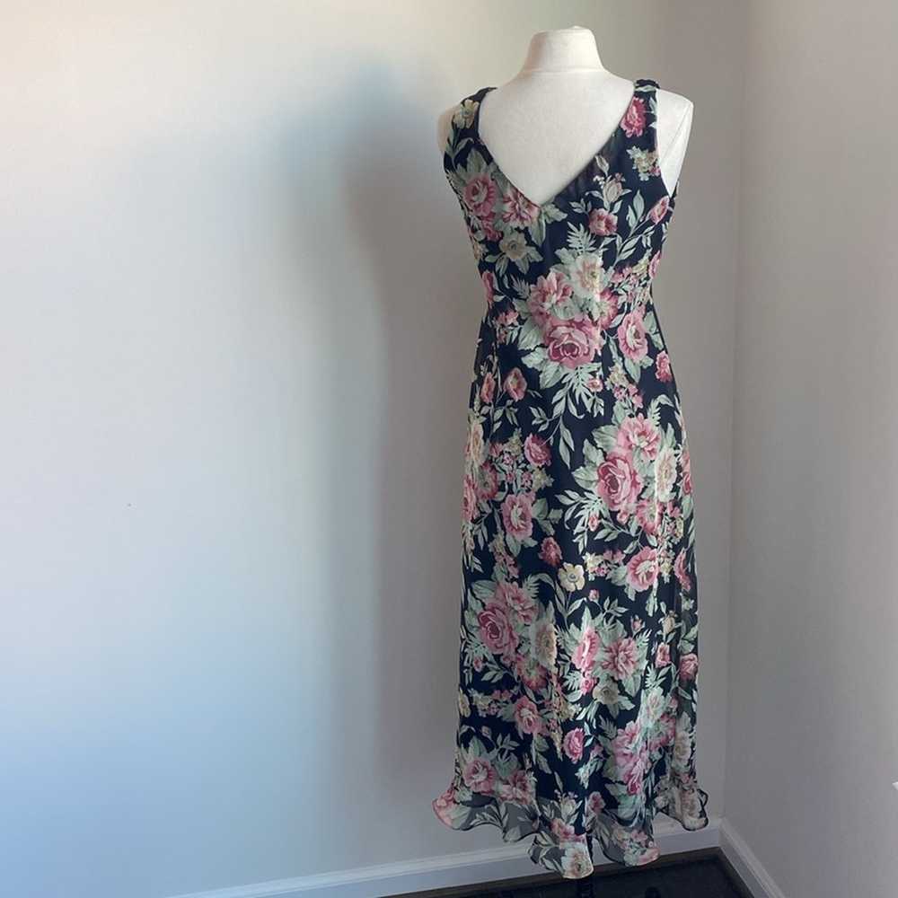 VINTAGE Midi Dress Womens Sz 12 Floral Print Roma… - image 4