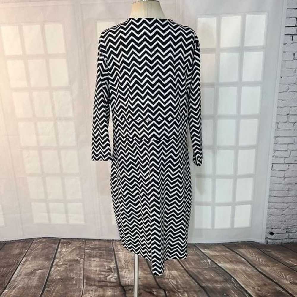 Talbots black & white zig zag print 3/4 sleeve dr… - image 5