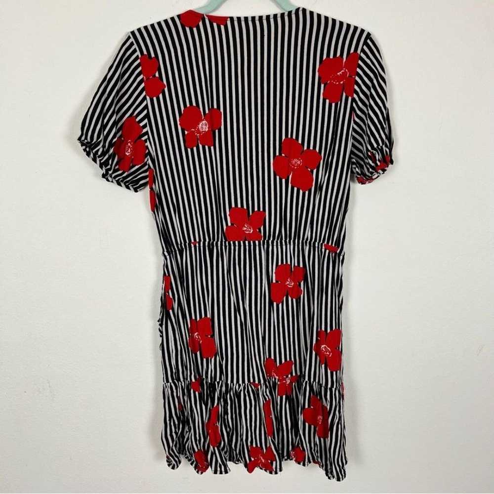 Madewell Black & White Stripe Red Floral Wrap Dre… - image 7