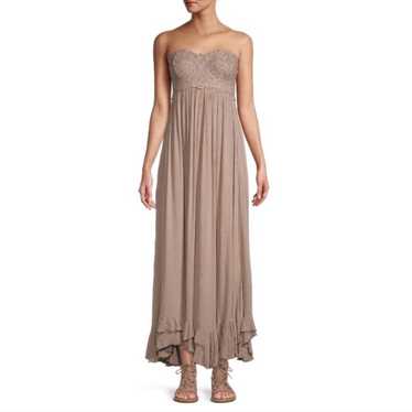 Free People Adella Corset Maxi Dress in Light Brow