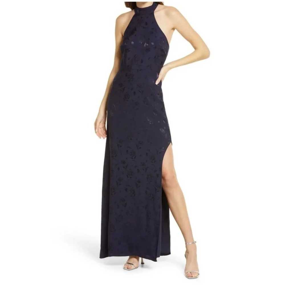 Lulus Red Carpet Ready Halter Column Gown Navy Bl… - image 1