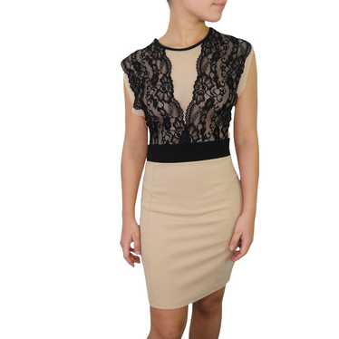 Lulu's Cream Black Formal Lace A-Line Pencil Mini 