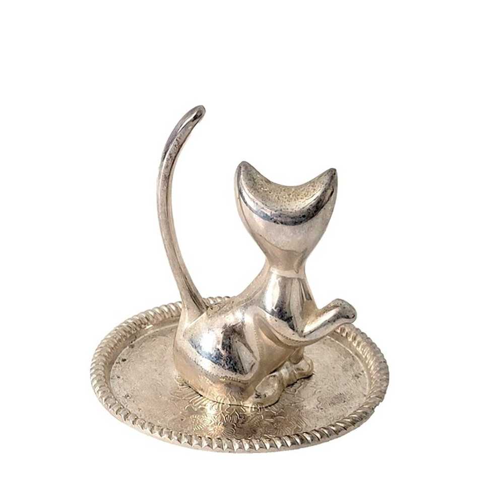 Cat Kitty Ring Holder Jewelry Tray Blue Eyes Rhin… - image 2