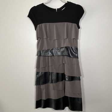 Joseph Ribkoff Tiered Faux Leather Sleeveless Dres