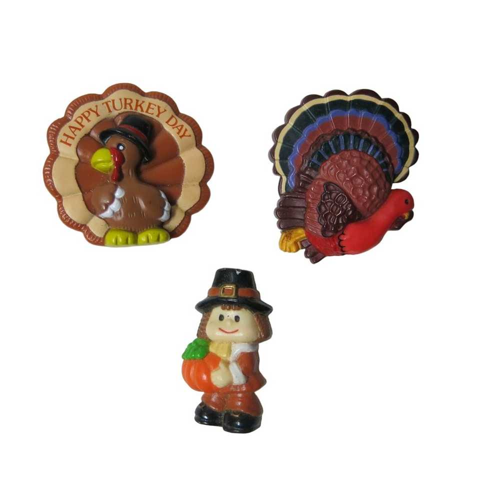 VINTAGE THANKSGIVING Pins Brooch Set 3 Turkey Pil… - image 1