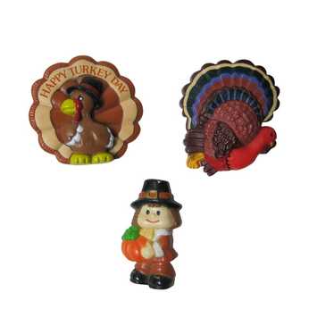 VINTAGE THANKSGIVING Pins Brooch Set 3 Turkey Pil… - image 1