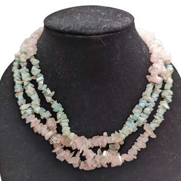 Vintage Multi Strand Natural Stone Beaded Necklac… - image 1