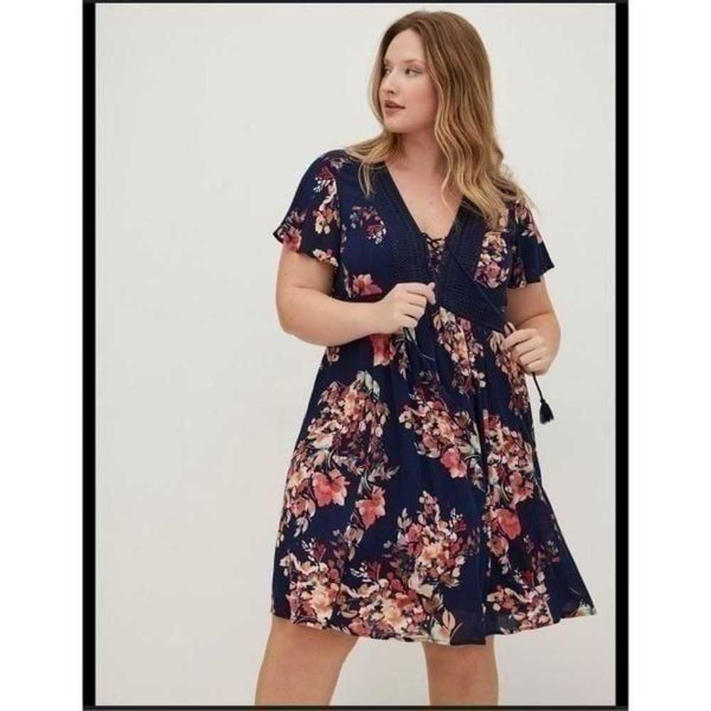 Torrid Mini Gauze lace up floral skater dress 1 - image 1