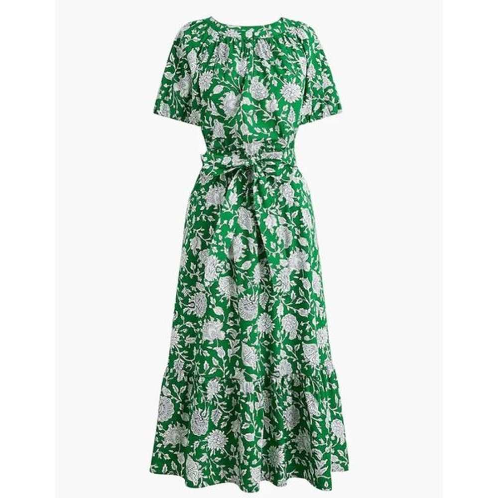 J. Crew Factory Keyhole midi dress Green White 6 … - image 1