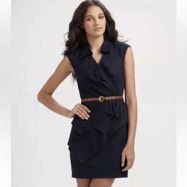 Leifsdottir Anthropologie Ruffle Dress, Navy Blue