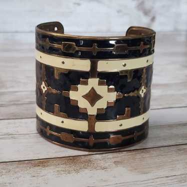 Vintage Bracelet / Cuff Stunning Wide Cuff Brown &