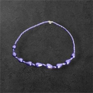 Vintage purple beaded necklace costume jewelry 10" - image 1