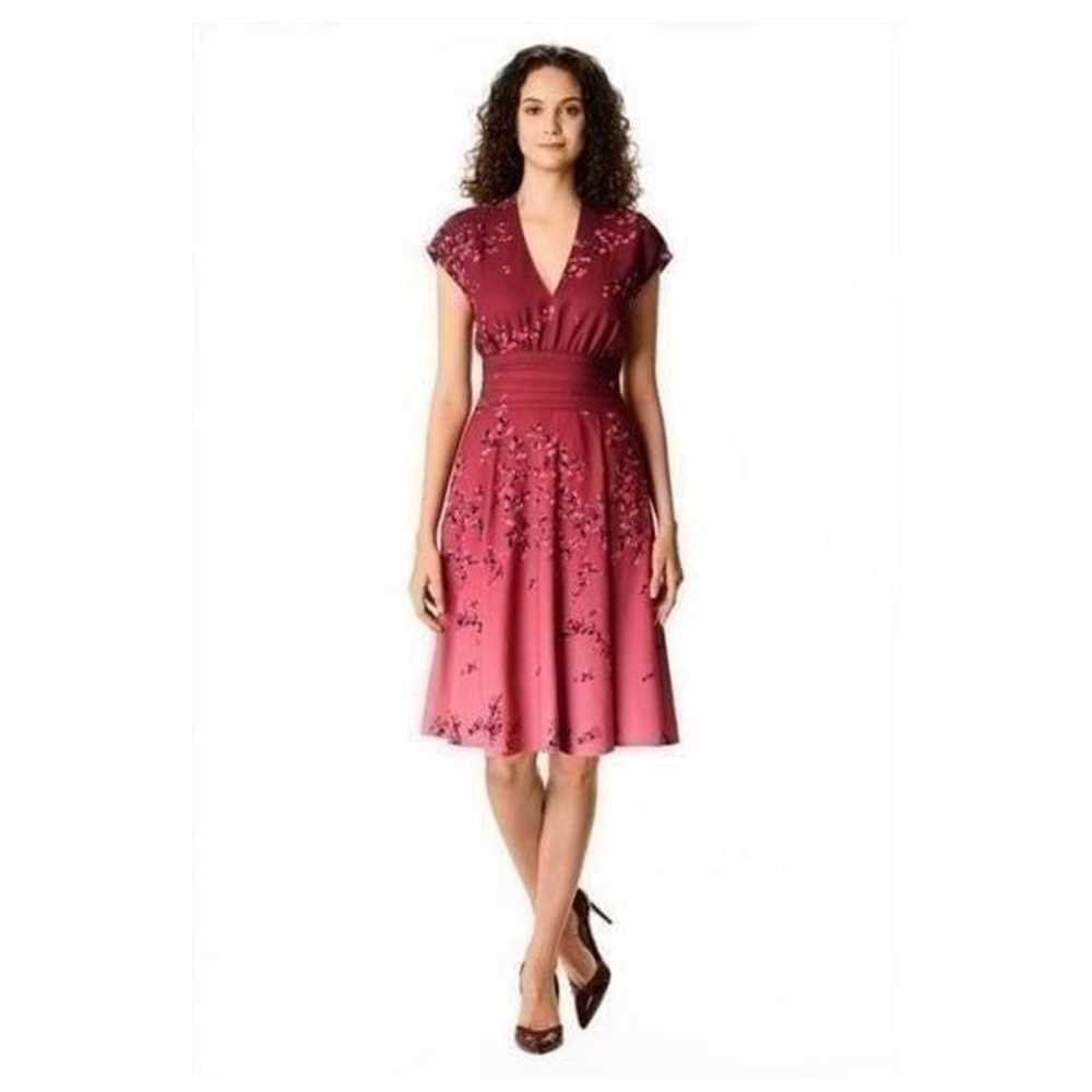 eShakti Ombre Floral Print Pleated Empire Crepe D… - image 2