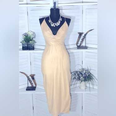 OH POLLY super sexy dress nude low cowl neck chif… - image 1