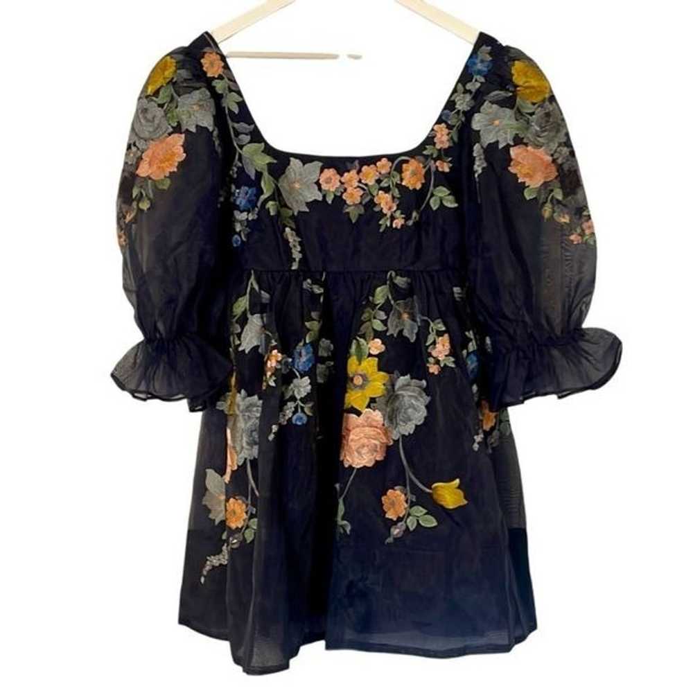 ASOS puff sleeve embroidered babydoll dress size 6 - image 3