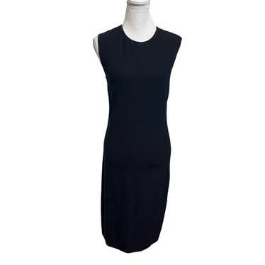 Vince Ribbed Pencil Dress Navy Fitted Sleeveless K