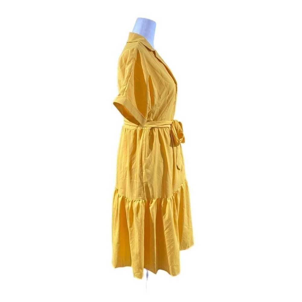 Tahari ASL Yellow Belted Ruffle Dress With Pockets - image 4