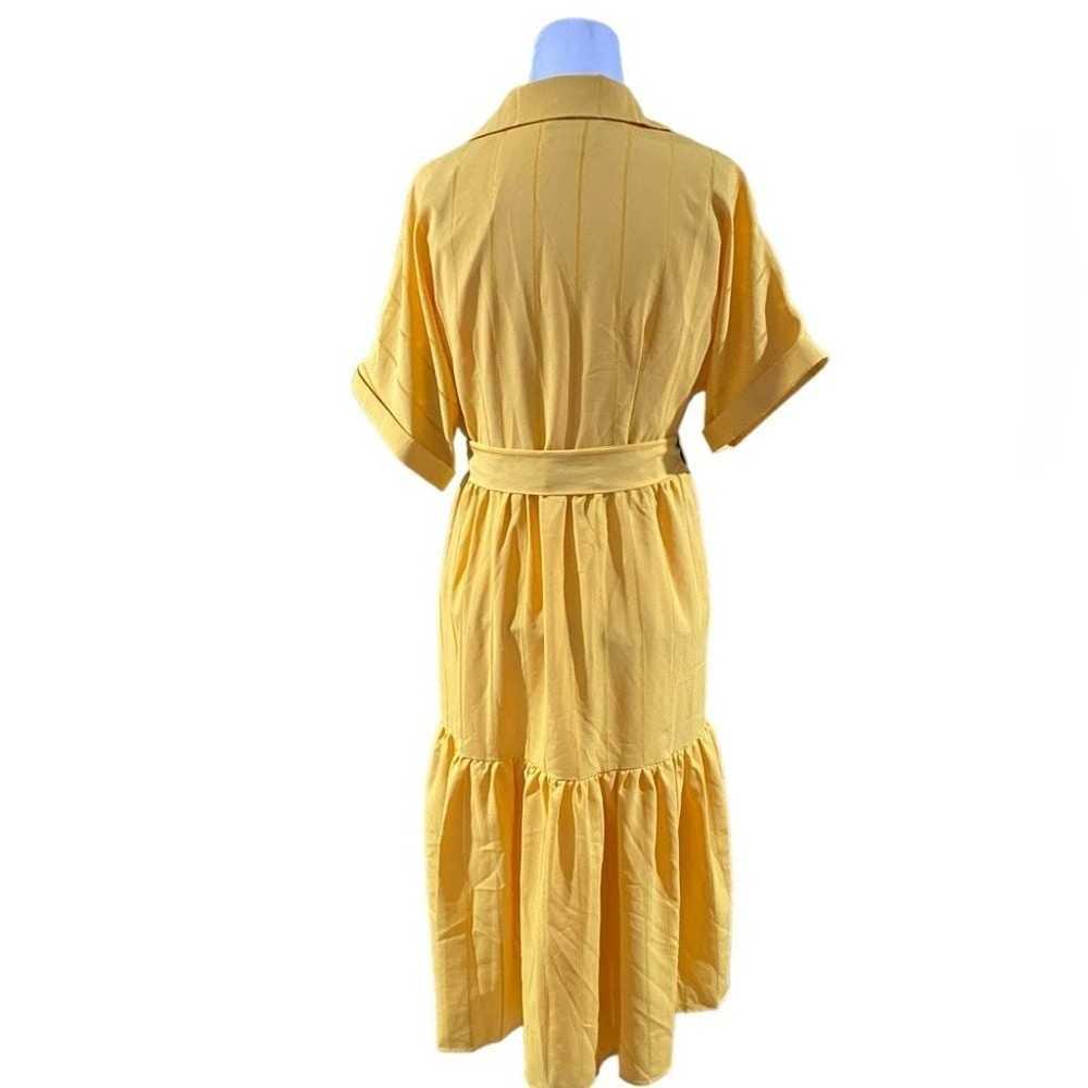 Tahari ASL Yellow Belted Ruffle Dress With Pockets - image 5