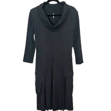 ONZ Italy Cowl Neck Long Sleeve Black Knee Length… - image 1