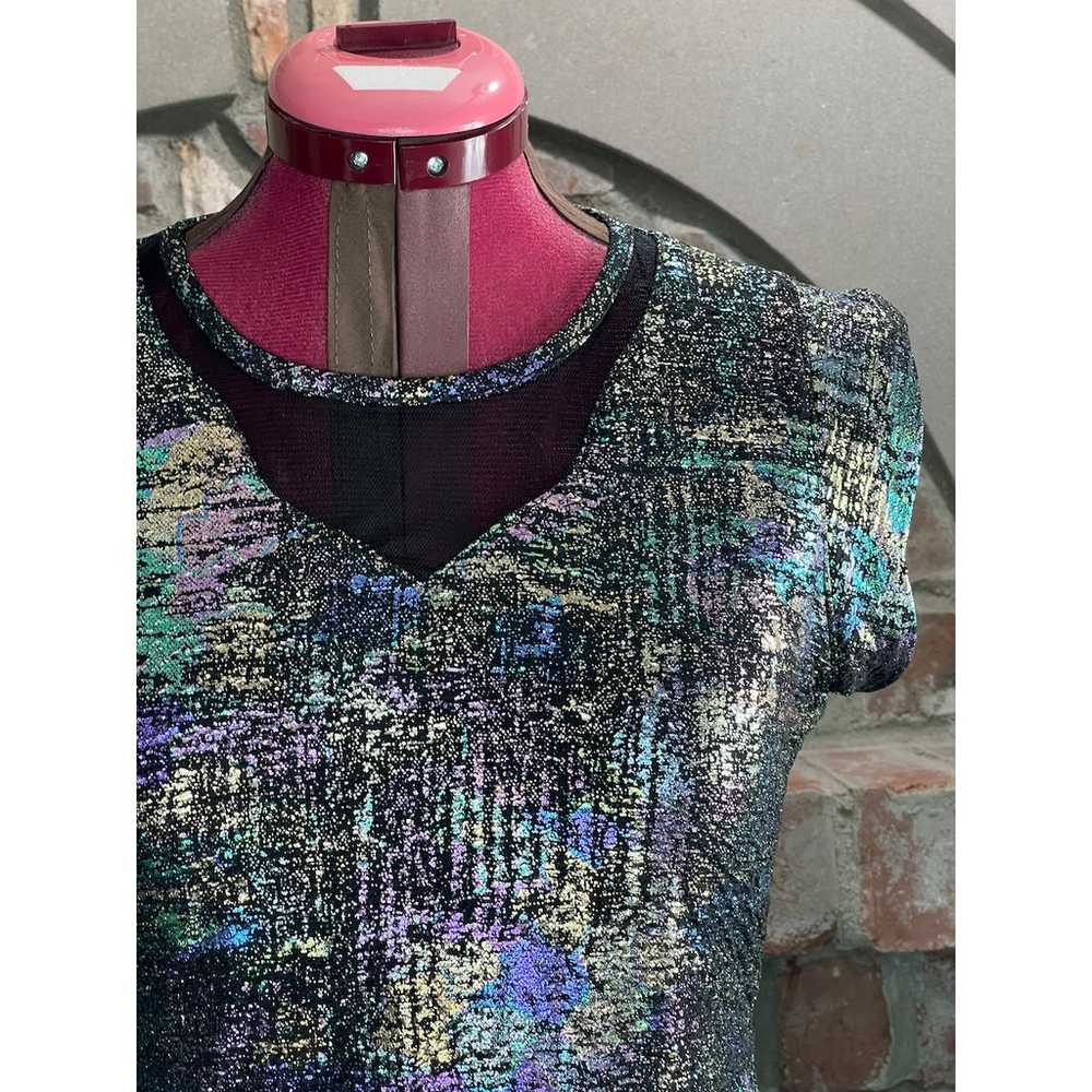 dress fit and flare metallic rainbow 1990s purple… - image 3