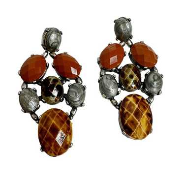 Chico's Vintage Gem Earrings Earth Tones Orange Di