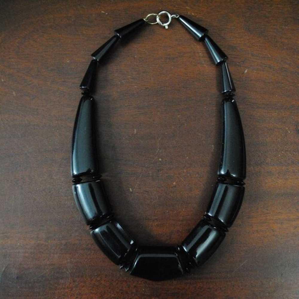 Vintage 1980s Chunky Black Statement Choker Neckl… - image 1