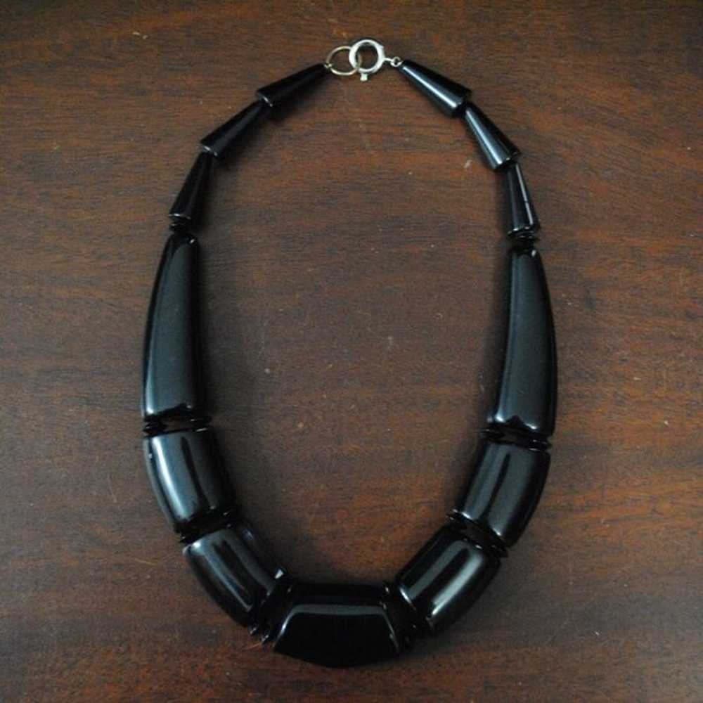 Vintage 1980s Chunky Black Statement Choker Neckl… - image 2