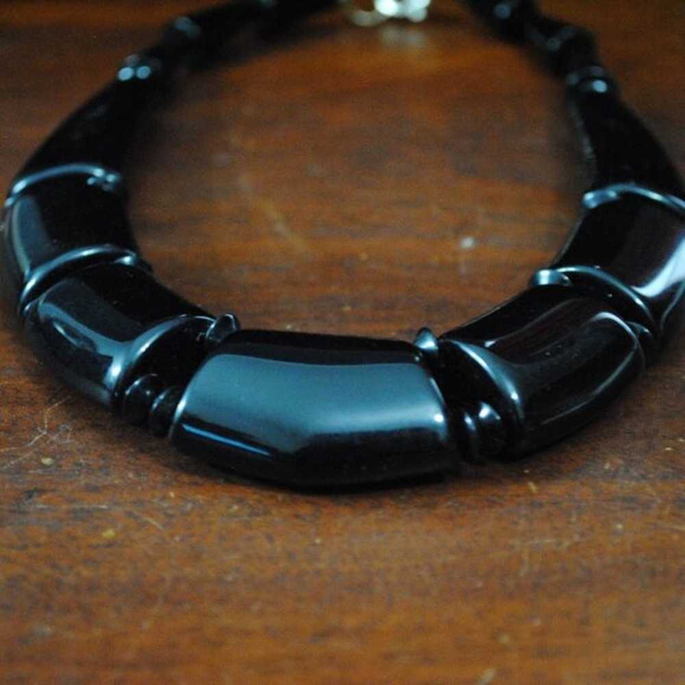 Vintage 1980s Chunky Black Statement Choker Neckl… - image 4