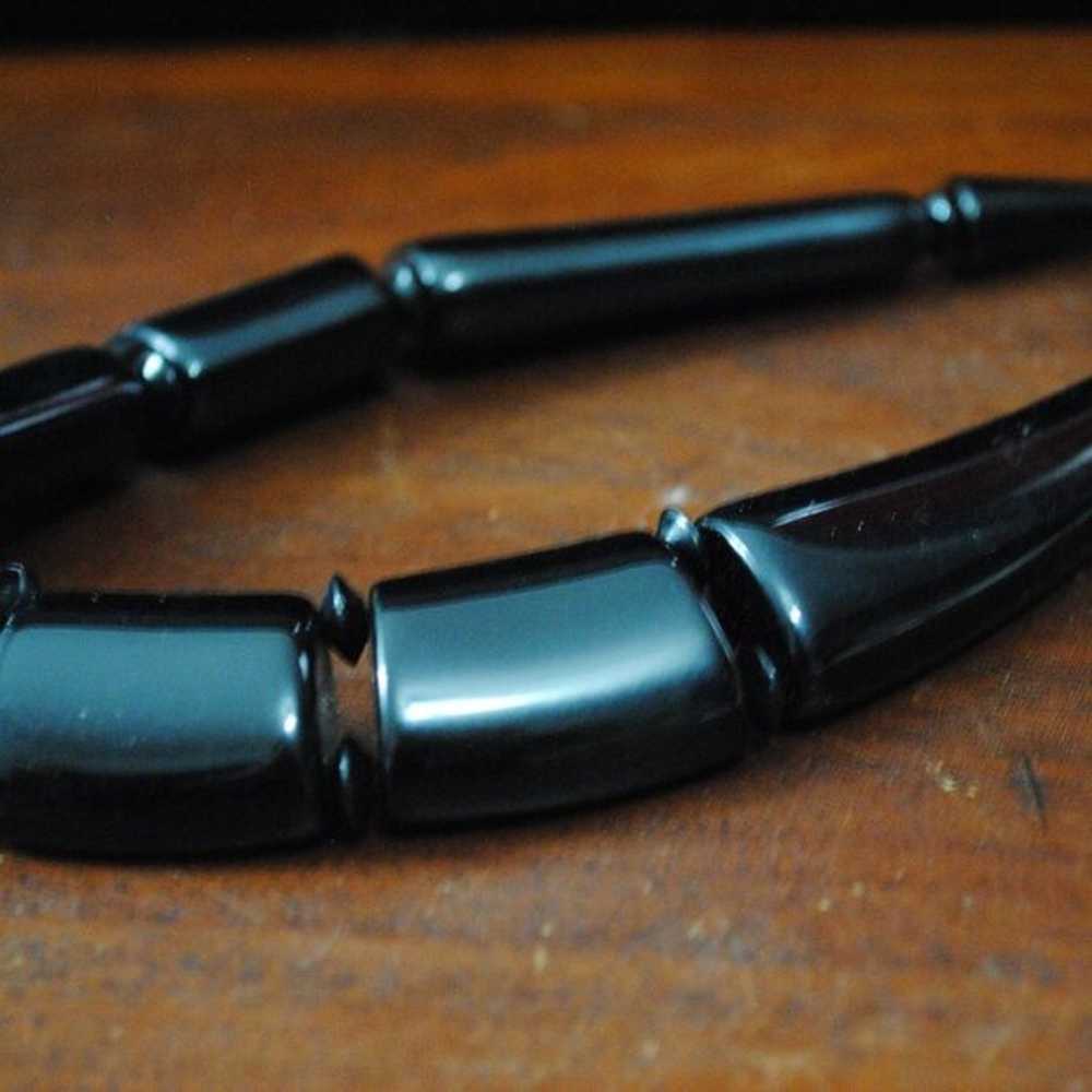 Vintage 1980s Chunky Black Statement Choker Neckl… - image 6