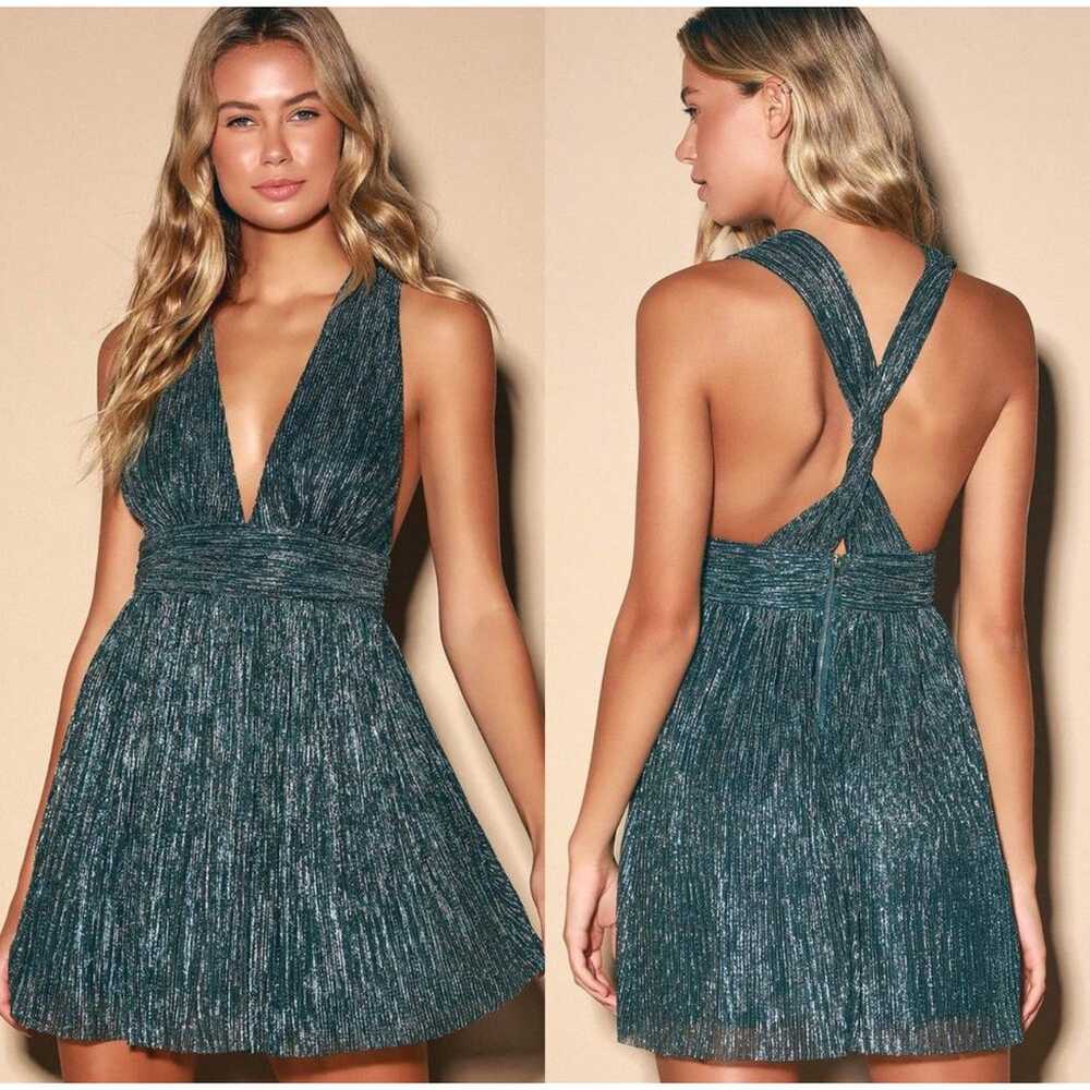 Lulus Ailey Glittery Twisted Back Dress Size L La… - image 1