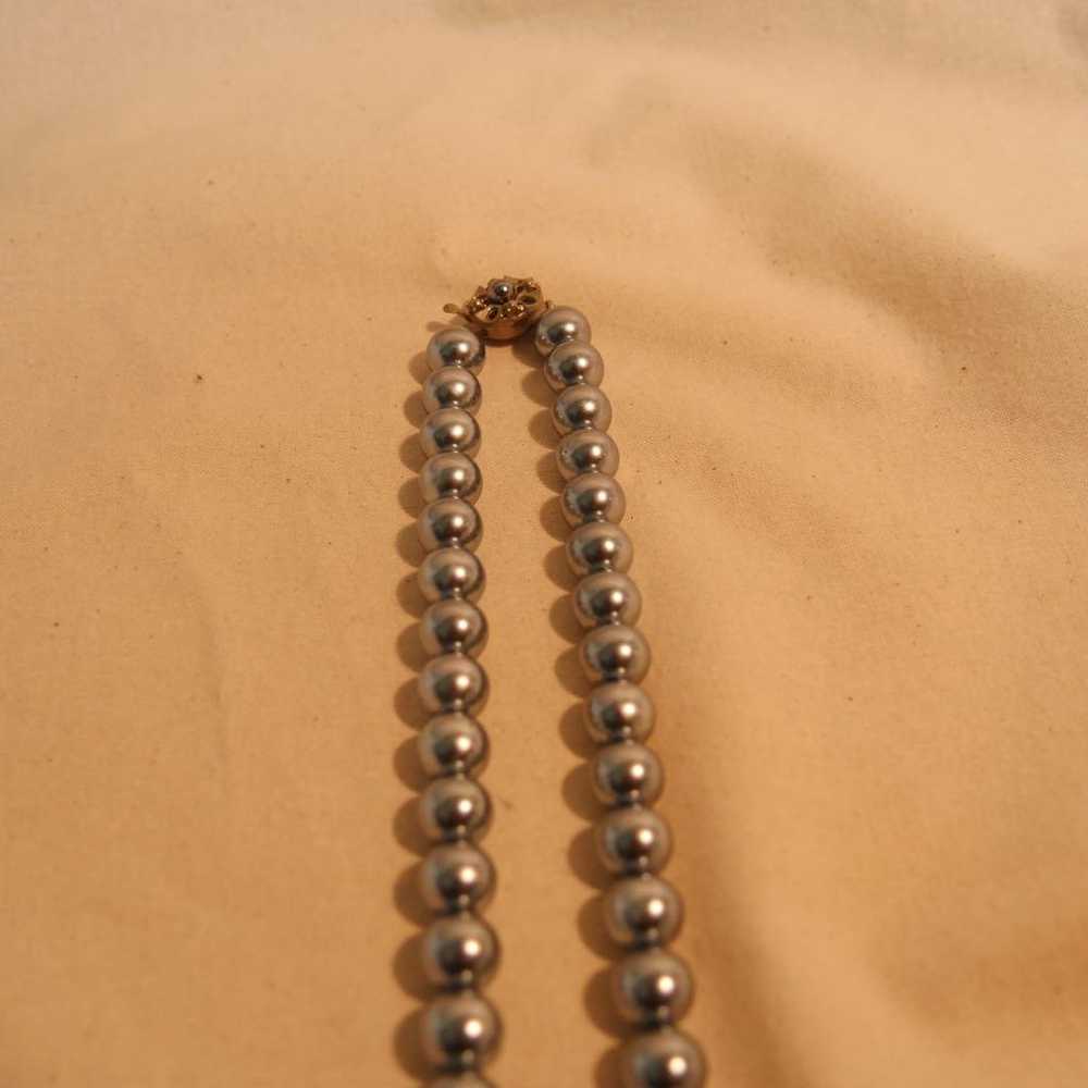 vintage silver real pearl necklace - image 2