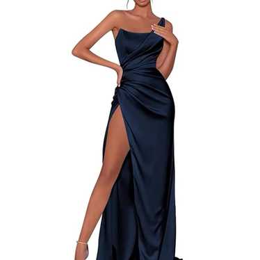 One Shoulder Satin Dress Women