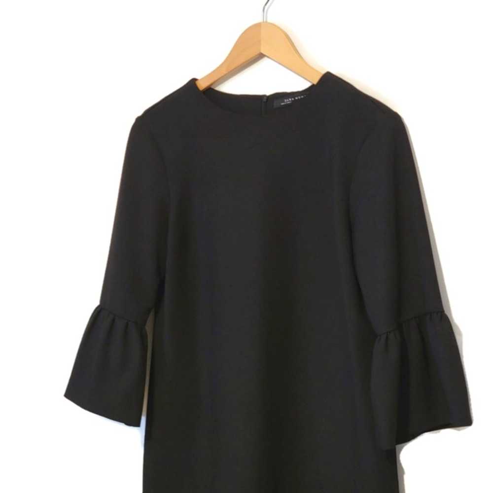 Zara Woman Round Neck Crew Neck Ruffle Sleeve Bla… - image 3