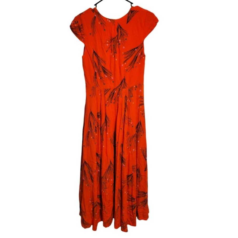 Free People Retro Coral Orange Floral Print Midi … - image 3