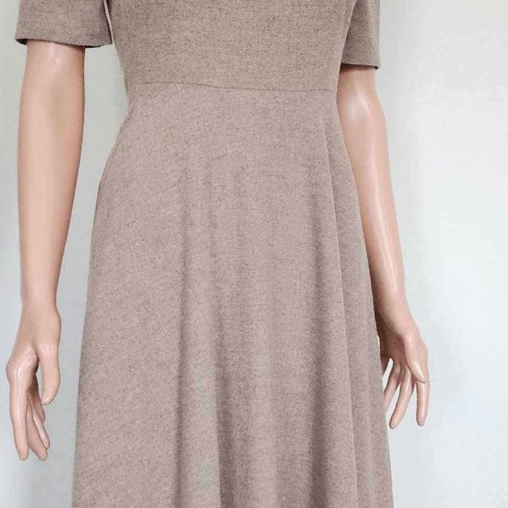 ZARA WOOL BLEND BEIGE FIT & FLARE MIDI DRESS SMALL - image 1