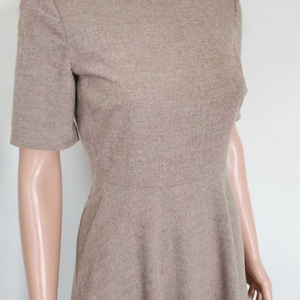 ZARA WOOL BLEND BEIGE FIT & FLARE MIDI DRESS SMALL - image 3