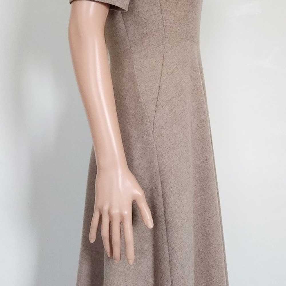 ZARA WOOL BLEND BEIGE FIT & FLARE MIDI DRESS SMALL - image 5