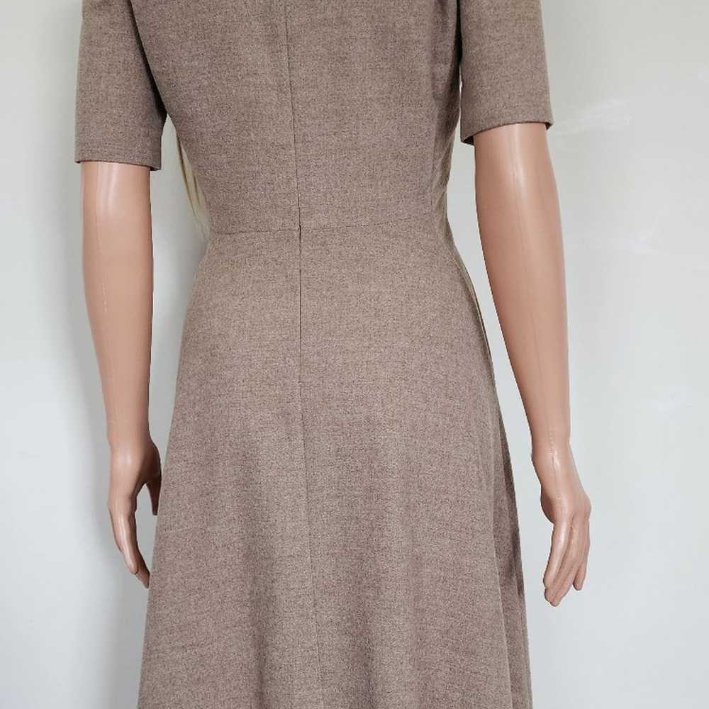 ZARA WOOL BLEND BEIGE FIT & FLARE MIDI DRESS SMALL - image 6