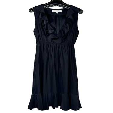 Amanda Uprichard Black Sleeveless Ruffle Silk Slip