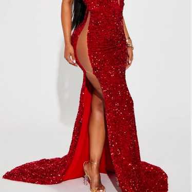 Red sequin dress