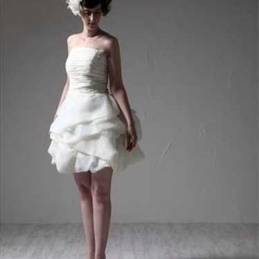 Strapless Ruffle Mini Wedding Dress - image 1